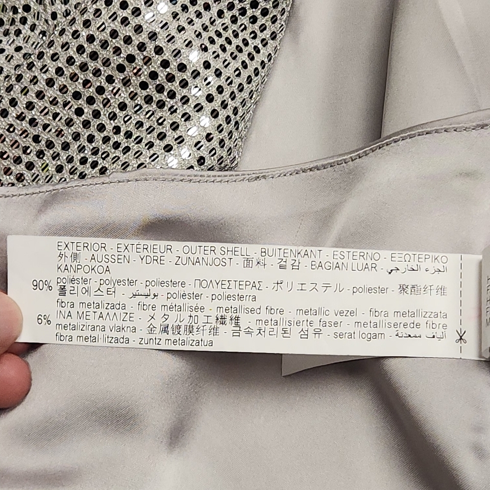 ZARA Silver Sequin Cape Blazer Jacket Metallic Size L - Picture 13 of 14